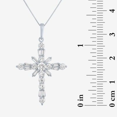 G-H / Si2-I1) Womens 1/ CT. T.W. Lab Grown White Diamond 10K Gold Cross Pendant Necklace