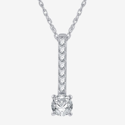 (H-I / Si2-I1) Womens 1/2 CT. T.W. Lab Grown White Diamond 10K White Gold Pendant Necklaces