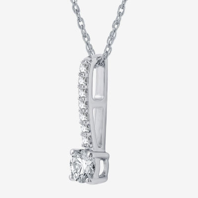 (H-I / Si2-I1) Womens 1/2 CT. T.W. Lab Grown White Diamond 10K White Gold Pendant Necklace