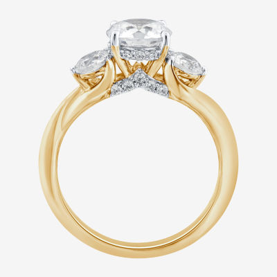 (G / Si1-Si2) Womens 2 CT. T.W. Lab Grown White Diamond 10K Gold Round 3-Stone Engagement Ring