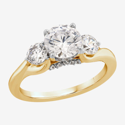(G / Si1-Si2) Womens 2 CT. T.W. Lab Grown White Diamond 10K Gold Round 3-Stone Engagement Ring