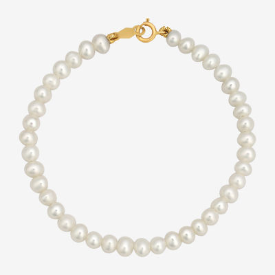 White Cultured Freshwater Pearl Round Strand Bracelets