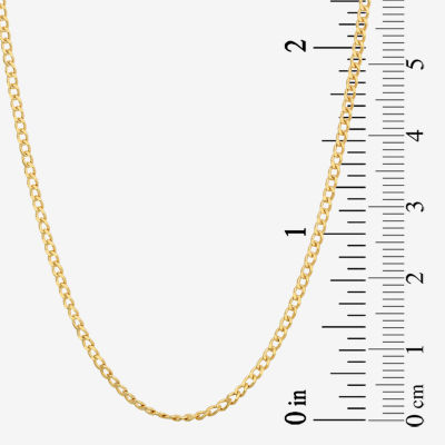 14K Gold 15 Inch Hollow Curb Heart Chain Necklace