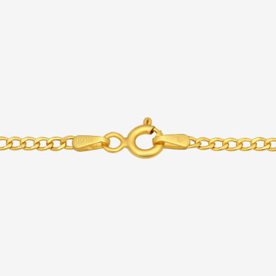 14K Gold Inch Hollow Curb Heart Chain Necklace