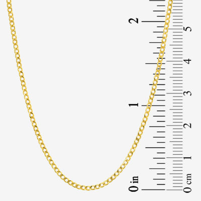 14K Gold Inch Hollow Curb Heart Chain Necklace