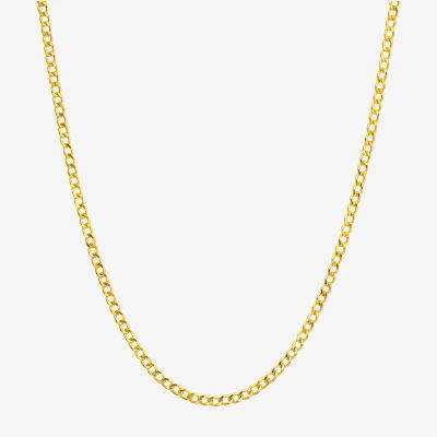 14K Gold Inch Hollow Curb Heart Chain Necklace