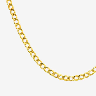 14K Gold Inch Hollow Curb Heart Chain Necklace