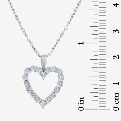 Yes Womens 1/10 CT. T.W. Lab Grown White Diamond Sterling Silver Heart 18 Inch Pendant Necklace