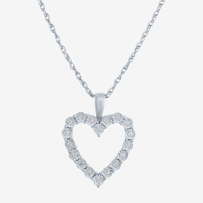 Yes, Please! (G-H / I1-I2) Womens 1/10 CT. T.W. Lab Grown White Diamond Sterling Silver Heart Pendant Necklace