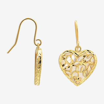 10K Gold Heart Drop Earrings