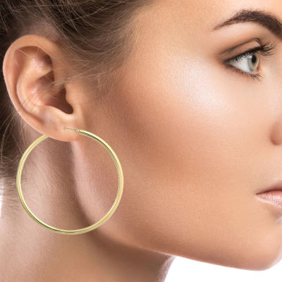Womens 10K Gold 60mm Heart Hoop Earrings