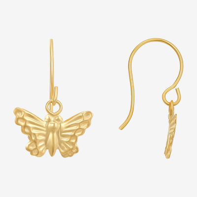 10K Gold Butterfly Drop Earrings