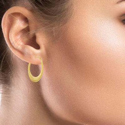 Womens 14K Gold 25mm Oval Hoop Earrings