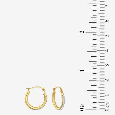 White Crystal 14K Gold 15mm Round Hoop Earrings