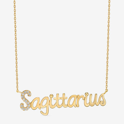 Sagittarius Womens Cubic Zirconia Sterling Silver Pendant Necklace