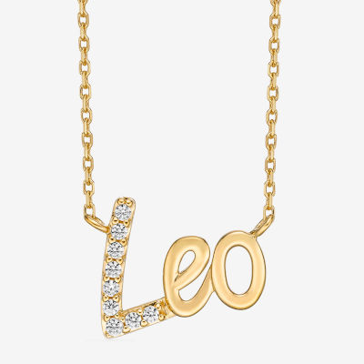Leo Womens Cubic Zirconia Sterling Silver Pendant Necklace