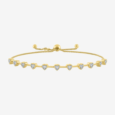 (G-H / I1-I2) 1/10 CT. T.W. Lab Grown White Diamond 14K Gold Over Silver Heart Bolo Bracelet