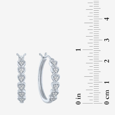 (G-H / I1-I2) 1/10 CT. T.W. Lab Grown White Diamond Sterling Silver 20.8mm Heart Hoop Earrings