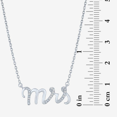 Diamond Accent "Mrs" (G-H / Si2-I1) Womens Diamond Accent Lab Grown White Diamond Sterling Silver Pendant Necklace