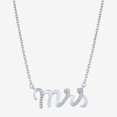 Diamond Accent "Mrs" (G-H / Si2-I1) Womens Diamond Accent Lab Grown White Diamond Sterling Silver Pendant Necklace