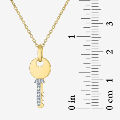 Diamond Accent (G-H / Si2-I1) Womens Diamond Accent Lab Grown White Diamond 14K Gold Over Silver Sterling Silver Keys Pendant Necklace