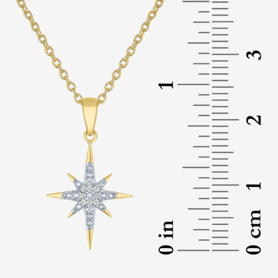 Diamond Accent (G-H / Si2-I1) North Star Womens Lab Grown White 14K Gold Over Silver Sterling Pendant Necklace