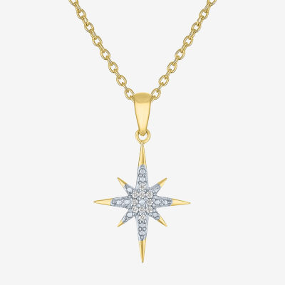 Diamond Accent (G-H / Si2-I1) Womens Lab Grown White 14K Gold Over Silver Sterling Star Pendant Necklace