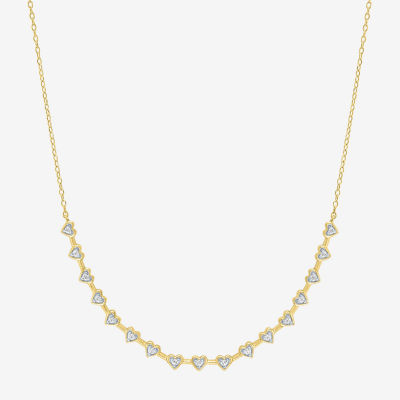 (G-H / Si2-I1) Womens 1/10 CT. T.W. Lab Grown White Diamond 14K Gold Over Silver Sterling Silver Heart Tennis Necklaces