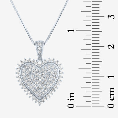 G-H / I1-I2) Womens 1/ CT. T.W. Lab Grown White Diamond Sterling Silver Heart Pendant Necklace