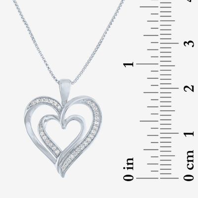 G-H / I1-I2) Womens 1/10 CT. T.W. Lab Grown White Diamond Sterling Silver Heart Pendant Necklace