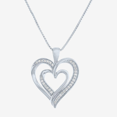 G-H / I1-I2) Womens 1/10 CT. T.W. Lab Grown White Diamond Sterling Silver Heart Pendant Necklace