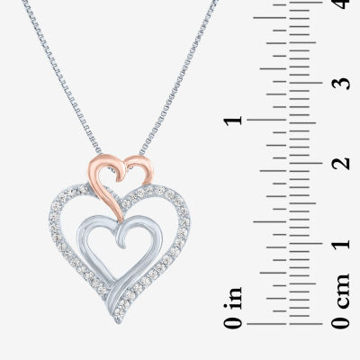 (G-H / Si2-I1) Womens 1/4 CT. T.W. Lab Grown White Diamond 14K Rose Gold Over Silver Sterling Silver Heart Pendant Necklace
