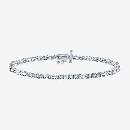 (G-H / I1-I2) 1/2 CT. T.W. Lab Grown White Diamond 14K Gold Over Silver Sterling Silver 7.25 Inch Tennis Bracelet, One Size, Sterling Silver