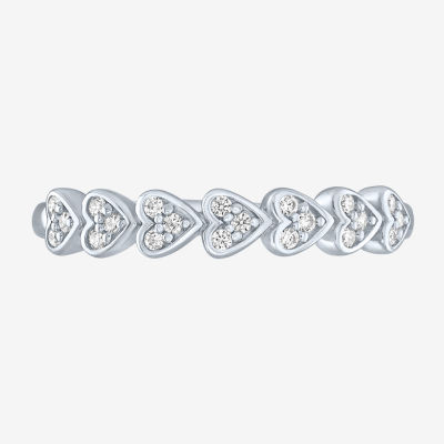 (G-H / Si2-I1) 3.5MM 1/10 CT. T.W. Lab Grown White Diamond Sterling Silver Heart Band