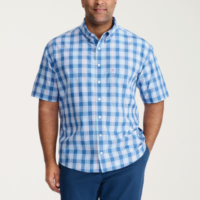 IZOD Big and Tall Mens Cooling Classic Fit Short Sleeve Plaid Button-Down  Shirt - JCPenney