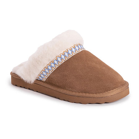 Muk Luks Womens Slip-On Slippers, 9, Brown