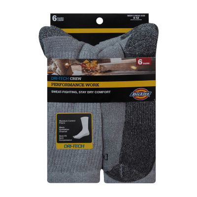Dickies Dri-Tech Work Mens 6 Pair Crew Socks