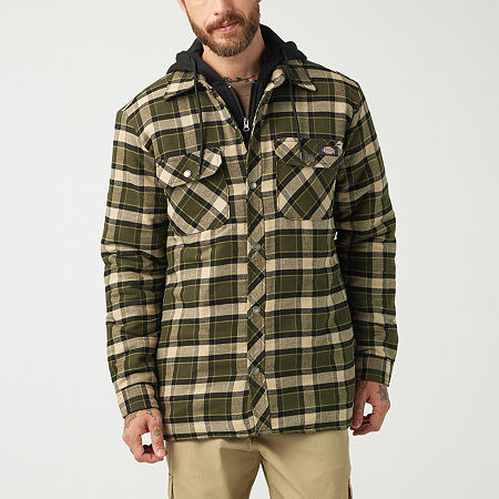 Dickies Water Repellent Flannel Mens Water Resistant Hooded Work Jacket, X-large, Green