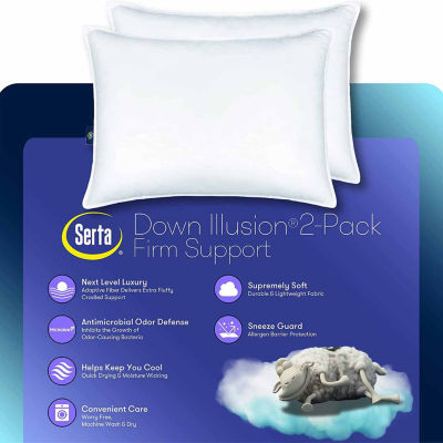 Serta® Down Illusion Medium Density 2-Pack Allergen Barrier 2 Pack Medium Density Bed Pillow