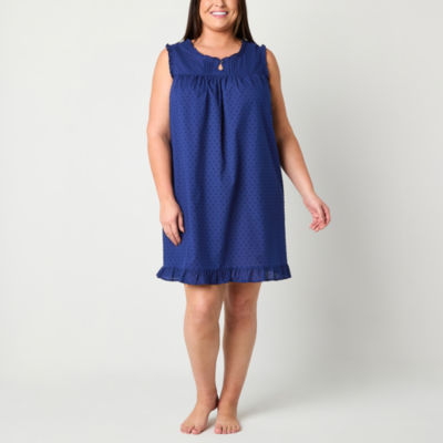 Adonna Womens Plus Sleeveless Keyhole Neck Nightgown