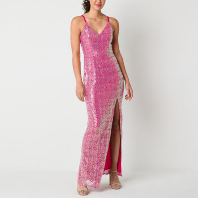 by&by Womens Juniors Sleeveless Sequin Bodycon Dress, Color: Pink