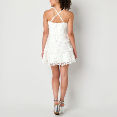 by&by Womens Sleeveless Embellished Fit + Flare Dress Juniors