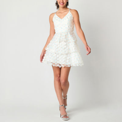 by&by Womens Sleeveless Embellished Fit + Flare Dress Juniors