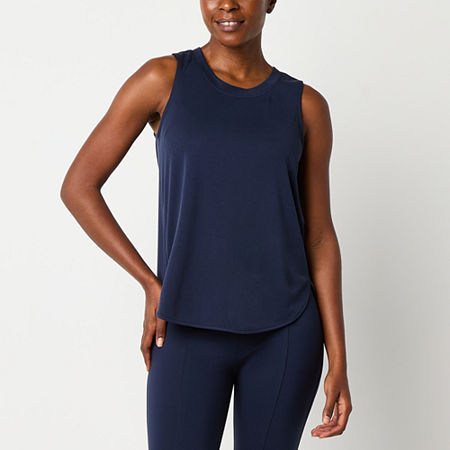 Stylus Womens Crew Neck Sleeveless Tank Top, X-large, Blue