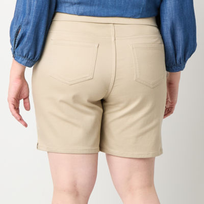 Liz Claiborne Amber Womens Mid Rise Plus Denim Pull-On Short