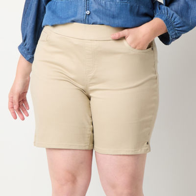 Liz Claiborne Amber Womens Mid Rise Plus Denim Pull-On Short