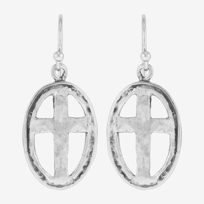 Silpada Cross Womens Sterling Silver Oval Drop Earrings