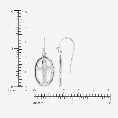 Silpada Cross Womens Sterling Silver Oval Drop Earrings
