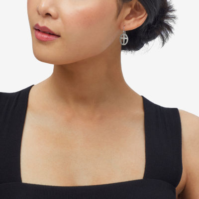 Silpada Cross Womens Sterling Silver Oval Drop Earrings