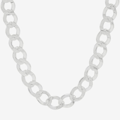 Womens Sterling Silver 24 Inch Curb Chain Necklace